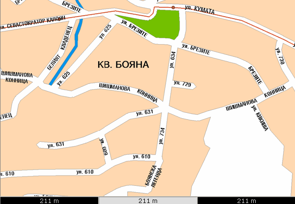 Карта на началото на подхода към Боянския камък