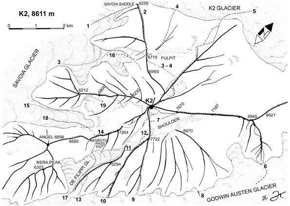 Карта на K2 - маршрути