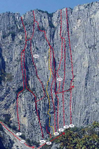 "Скални рисунки" по Централната стена на Враца