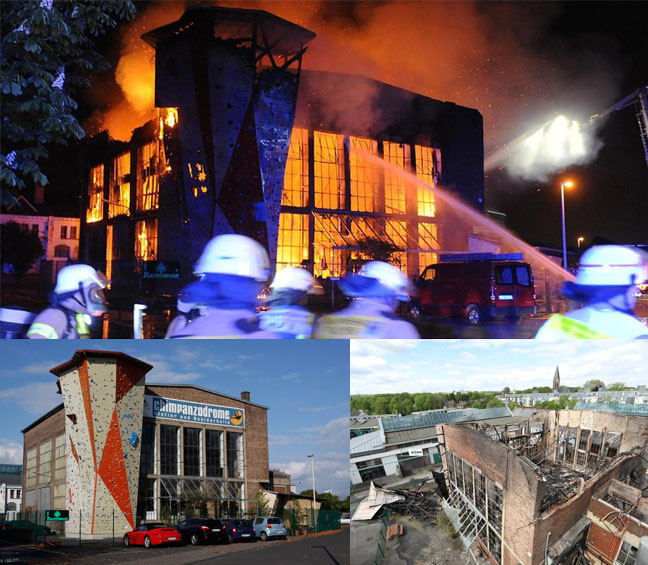 Пожар изпепели един от най-големите катерачни центрове в Германия