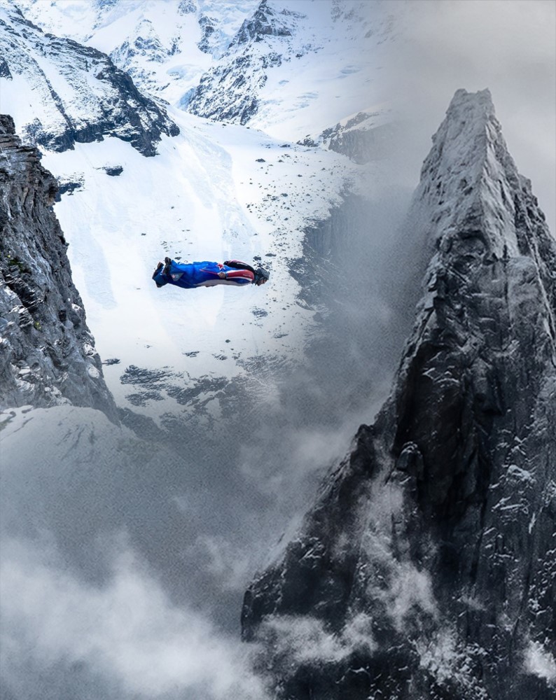 B.A.S.E. jump от големите шест северни стени в Алпите